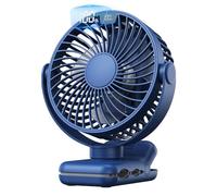Ventilatore Portatile Piccolo Ventilatore Portatile A Clip Ventilatore Da Tavolo USB Con Flusso D'aria Forte A 3 Velocità Rotazione A 720 ° Ventilatori Da Tavolo Ultra Silenziosi For La Casa Offi(Blue
