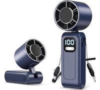 Ventilatore Portatile Pieghevole con Batteria 5000mAh, Super Turbo 16000 RPM, 100 Velocità Regolabili, fino a 16h di Autonomia, Potente ma Compatto per Mano, Scrivania e Collo, Ideale per Viaggi, Spia