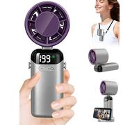 Ventilatore Portatile Pieghevole con Supporto, Portable Fan 3500mAh Turbo 5 Velocità. Autonomia 10 Ore con Display LED. Fresco Mentre Guardi Video, Senza Surriscaldare il Telefono, per Cucina e Relax
