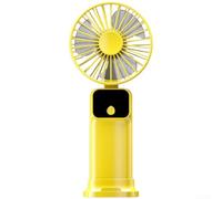 Ventilatore portatile portatile con display LCD digitale, pieghevole per mini ventilatore da scrivania dotato di cordino, ventola di raffreddamento personale ricaricabile per viaggi, ufficio