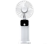 Ventilatore portatile portatile con display LCD digitale, pieghevole per mini ventilatore da scrivania dotato di cordino, ventola di raffreddamento personale ricaricabile per viaggi, ufficio