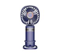 Ventilatore portatile, ricaricabile tramite USB, con 5 velocità, display a LED e design pieghevole con base e cordino, per casa, ufficio, camera da letto, viaggi all'aperto