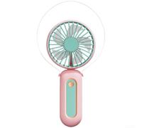 Ventilatore portatile ricaricabile tramite USB, pieghevole, con 6 velocità, forte flusso d'aria, per viaggi, ufficio, casa, bianco, rosa, giallo, 12,8 cm (rosa)