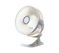 Ventilatore Portatile Silenzioso 3 USB Ventilatore Portatile(White) | Clip per versatile, luce LED integrata, ricarica USB, 3 , plastica leggera, nero bianco