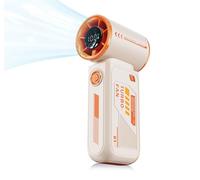 Ventilatore Portatile Turbo, Stile Funzionale, Regolazione Continua Della Velocità A 100 Marce, 3600 Mah, Mini Ventilatore Usb, Adatto Per Viaggi/All'Aperto/Campeggio/Casa/Ufficio (Beige e Arancione)