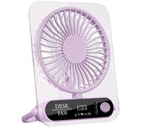 Ventilatore portatile USB con 4 livelli di velocità, ricaricabile tramite tipo C, funzionamento silenzioso inferiore a 36 dB, ventilatore da scrivania compatto per ufficio e campeggio, nero o viola