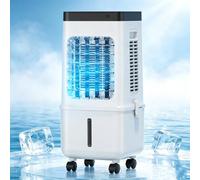 Ventilatore raffrescatore evaporativo 3 in 1,Raffreddatore d'aria portatile ad acqua,Serbatoio dell'acqua da 15 L,Telecomando,3 velocità,Timer da 7,5 ore, oscillazione a 90°,per casa,letto e ufficio |