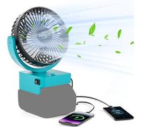 Ventilatore senza fili per Compatibile con Makita 18 V, ventilatore cordless con USB A+C, Work for BL1860 BL1850 BL1840 BL1830S ricarica per campeggio, officina e cantieri (senza batteria)