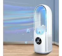 Ventilatore senza pale USB Silenzioso senza pale per camera da letto, 6 velocità, controllo tattile, umidificazione, timer 6H, economia di energica, per soggiorno e camera da letto (bianco)