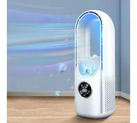 Ventilatore senza rotore, silenzioso, tower, tower, display a LED, 6 livelli, ventilatore a colonna, ventilatore a torre, ventilatore oscillante, ventilatore senza lama, per camera da letto (bianco)