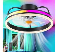 Ventilatore Silenzioso RGB Plafoniera e Musica Altoparlante Bluetooth Ventilatore da Soffitto con Illuminazione Telecomando e APP 60W Dimmerabile Ventilatore Invisibile Plafoniera.5600 Lumen Ø50*20cm