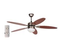 Ventilatore Soffitto 128cm 5Pale in legno con plafoniera luce funzione invernale