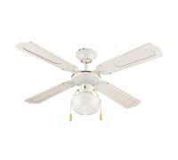 VENTILATORE SOFFITTO 4 PALE in legno con inserti paglia di Vienna dimensioni 106x106x H 30 cm - 60W BIANC WINDY in Acciaio - legno Bianco Bianco