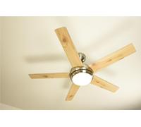 Ventilatore Soffitto con Lampada e Telecomando Affresco Nichel Opaco Pino 112 CM