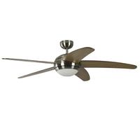 Ventilatore Soffitto Con Lampada Nichel Acero Silenzioso 132 CM