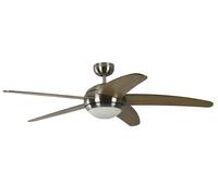 Ventilatore Soffitto Con Lampada Nichel Acero Silenzioso 132 CM