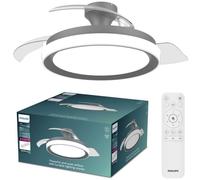 Philips Bliss Ventilatore a Soffitto con Pale Retrattili e Lampadina LED, 3 Pale, Pala Aperta 106 cm, 4.500 lm, Luce Bianca Tunabel 3.000-6.500 K, Regolabile Fino al 5%, Telecomando Incl., Nero