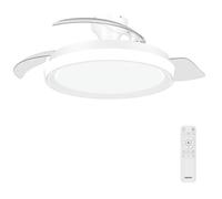 Philips Bliss Ventilatore a Soffitto con Pale Retrattili e Lampadina LED, 3 Pale, Pala Aperta 106 cm, 4.500 lm, Luce Bianca Tunabel 3.000-6.500 K, Regol. Fino a 5%, Telecom. In ianco Brillante
