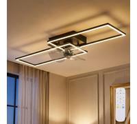 Ventilatore Soffitto Plafoniera Lampada Letto Nero LED Telecomando Dimmerabile