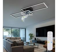 Ventilatore Soffitto Plafoniera Lampada Letto Nero LED Telecomando Dimmerabile [EEK: Inaditato]