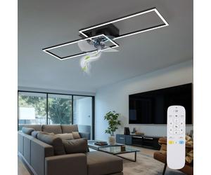 Ventilatore Soffitto Plafoniera Lampada Letto Nero LED Telecomando Dimmerabile [EEK: Inaditato]