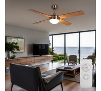 Ventilatore Soffitto Plafoniera Telecomando Legno Vor-Rücklauf 2x E27 [EEK: Non valutato]