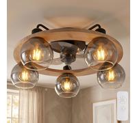 Ventilatore Soffitto Plafoniera Telecomando Timer Vetro LED D 55 CM