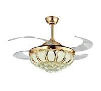 ventilatore soffitto Ventilatore da soffitto Elegante ventilatore da soffitto in cristallo Lampada 4 pale retrattili Lampada a sospensione Ventilatore da soffitto regolabile a 3 velocità decorare