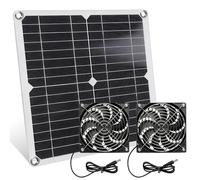 Ventilatore solare 12W, kit ventilatore solare con doppio ventilatore, ventilatore solare resistente agli agenti atmosferici per pollai, serre, capanni e casette per animali domestici
