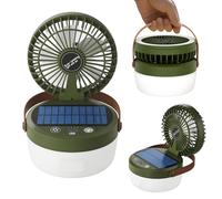 Ventilatore solare da campeggio con luce LED, lampada da campeggio a LED, dimmerabile con ventilatore, 4 modalità di illuminazione, 3 velocità del vento, ventilatore solare per campeggio, avventura