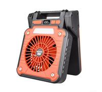 Ventilatore solare da campeggio con luce LED luminosa, ventilatore USB ricaricabile regolabile a 90° per avventure all'aperto emergenze (arancione)