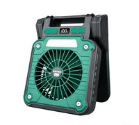 Ventilatore solare da campeggio con luce LED luminosa, ventilatore USB ricaricabile regolabile a 90° per avventure all'aperto emergenze (verde)