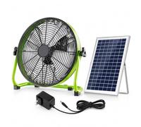 Ventilatore Solare Portatile IPX4 Impermeabile in Metallo Ricaricabile | Solar Power Rechargeable Fan with 20W Solar Panel, USB Output, LED Battery Display for Camping Outdoor Use(16in/40in)