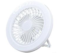 Ventilatore solare ricaricabile da campeggio con 3 velocità e modalità tricolore, ventilatore da soffitto portatile da appendere per tenda all'aperto - uso di emergenza, doppia ricarica USB (A)