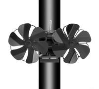 Ventilatore Stufa Legna Alluminio Silenzioso 25dB | Doppia testa, 12 pale, flusso aria ampio, riscaldamento rapido, montaggio verticale o orizzontale