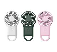 Ventilatore tascabile con moschettone, ventola silenziosa a LED, ricaricabile tramite USB, 15 x 8 x 2,5 cm, dispositivo di raffreddamento portatile, potente e leggero, sistema di raffreddamento del