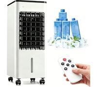 Ventilatore/umidificatore 3 in 1 con Serbatoio Dellacqua da 6 Litri E Telecomando, 3 velocità, Raffrescatore Evaporativo Portatile, Timer da 7,5 Ore, Oscillazione A 90°, Black