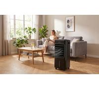 Clatronic® Raffreddatore d'aria | Ventilatore silenzioso | 3 livelli | Timer | Telecomando | 3 in 1 - Raffreddare l'aria, umidificare, pulire | Ventilatore | 4 ruote per un facile trasporto | Ventola