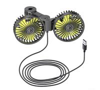 Ventilatore USB a doppia testa per sedili posteriori, rotazione a 360 gradi, compatibile con tutti i modelli, flusso d'aria regolabile a 3 velocità e design flessibile