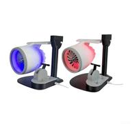 Ventilatore USB compatto da tavolo con aspetto motore aeronautico, controllo della velocità variabile, umidificatore spray e luce posteriore a LED rossa per il comfort dello spazio di lavoro (blu)