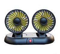 Ventilatore USB per auto a doppia testa con rotazione regolabile a 360 gradi per raffreddamento e circolazione dell'aria, compatibile con la maggior parte dei modelli di veicoli, inclusi camion e SUV