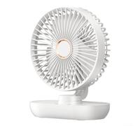 Ventilatore USB portatile silenzioso con 5 velocità, testa oscillante automatica, batteria ricaricabile, display a LED, ricarica di tipo C, design compatto per scrivania, casa, ufficio, viaggi (bianco