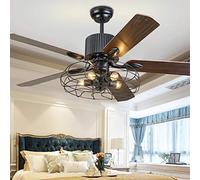 Ventilatori A Soffitto Retro Con Illuminazione E27 * 5 in Legno Del Soffitto Pala Del Con Lampada LED Fan Plafoniera Luce Della 3 Velocità Del Vento Telecomando Ultra Silenziosa Sala Pranzo Può Timing