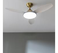 Cecotec - Ventilatori da Soffitto EnergySilence 4800 Light GoldWhite - 35 W, Diametro 121 cm, Lampada a LED, Telecomando, Timer Fino a 8 Ore, 6 Velocità, 3 Pale, Estate/Inverno,