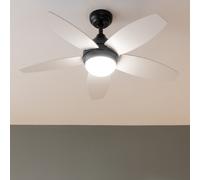 Cecotec - Ventilatore da Soffitto con Luce EnergySilence Aero 4200 Black&White - 53W, Diametro 42”, Luce LED 15W in 3 Tonalità, Telecomando, Timer Selezionabile, 3 Velocità e 5 Pale