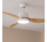 Cecotec Ventilatore da Soffitto con Luce EnergySilence Aero 5250 WhiteWood. 62 W, Diametro 121 cm, Lampada LED 18 W, Telecomando, 3 Velocità, Timer Fino a 8 Ore, 3 Pale, Estate/Inverno