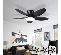 Ventilatori da soffitto con luci e telecomando, luci a LED per camera da letto, ventilatore da soffitto silenzioso a 5 pale per interni, motore DC reversibile a 6 velocità dimmerabile con timer per