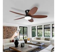 Ventilatori da soffitto con luci e telecomando, luci a LED per camera da letto, ventilatore da soffitto silenzioso a 5 pale per interni, motore DC reversibile a 6 velocità dimmerabile con timer per