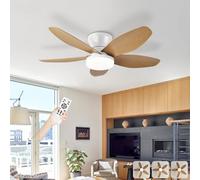 Ventilatori da soffitto con luci e telecomando, luci a LED per camera da letto, ventilatore da soffitto silenzioso a 5 pale per interni, motore DC reversibile a 6 velocità dimmerabile con timer per