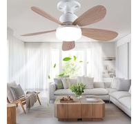 Ventilatori da soffitto con luci e telecomando, ventilatore a LED dimmerabile ultra silenzioso con venature del legno, timer 1/2/4 ore, attacco E27 moderno per camera da letto, soggiorno, sala da pra